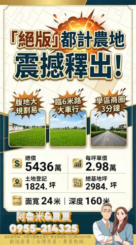 嘉義阿魯米建地農地買賣台灣房屋嘉義湖子內店富鑫團隊呂昆佩